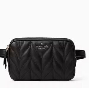 Kate Spade New York Briar Lane Quilted Double Zip Belt Bag, Black Minimalist
